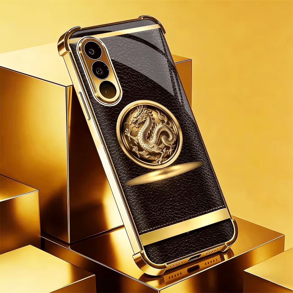Phone Cases Quad Lock - 黒褐色のゴージャスな模様のスマホケース S26 Ultraケース 폰케이스 クアッドロックガラス Samsung