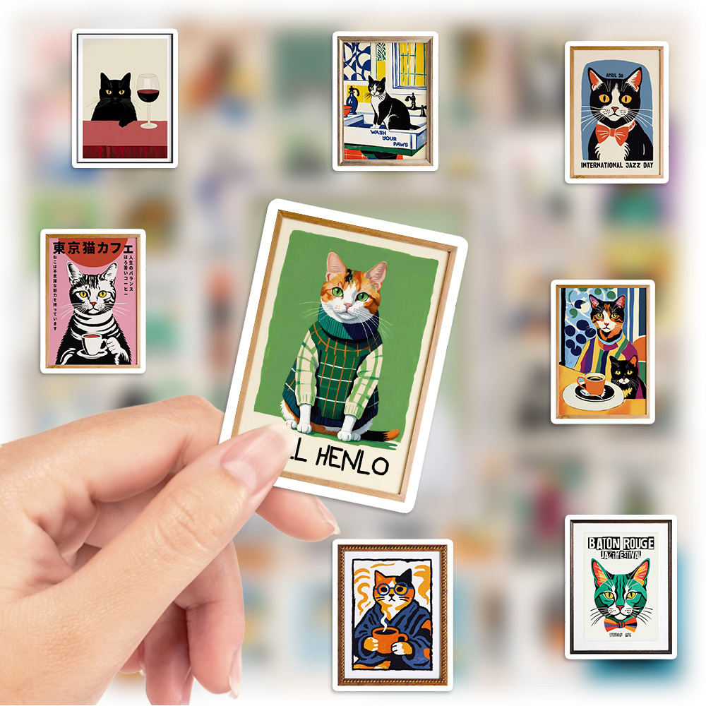 かわいい猫のポスターステッカー 防水ビニールデカール DIY - Phone Cases Junk のレビューと価格